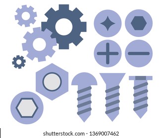 Screw icon,vector illustration. A set of screw.gear Icon vector flat design 