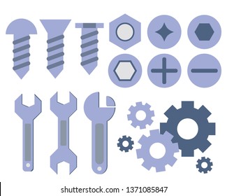 Screw icon,vector illustration. A set of screw.gear Icon vector flat design.
wrench vector icon.