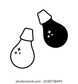 Screw In light bulbs. Black and white light bulbs vector illustration. Design element for Holiday theme, psychology, decisions, understanding, insight.