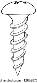 Screw Line Drawing - Vector