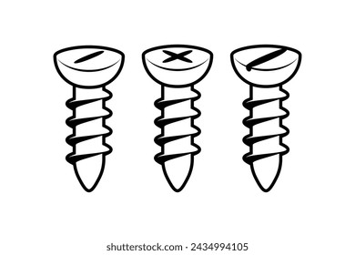 Vector de icono de línea de tornillo aislado sobre fondo blanco.
