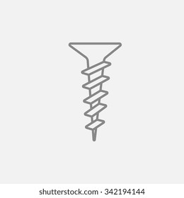 Screw line icon for web, mobile and infographics. Vector dark grey icon isolated on light grey background.