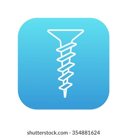 Screw line icon for web, mobile and infographics. Vector white icon on the blue gradient square with rounded corners isolated on white background.
