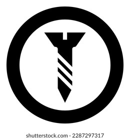 Screw metal wood icon in circle round black color vector illustration image solid outline style
