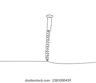 Screw, nail, bolt one line art. Continuous line drawing of repair, professional, hand, people, concept, support, maintenance.