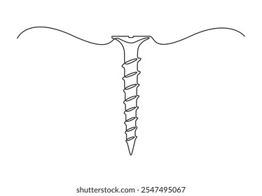 Parafuso, unha, parafuso uma linha arte. desenho de linha contínua de reparação, profissional, mão, pessoas, conceito, suporte, manutenção. Ilustração vetorial