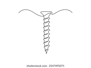 Parafuso, unha, parafuso uma linha arte. desenho de linha contínua de reparação, profissional, mão, pessoas, conceito, suporte, manutenção. Ilustração vetorial