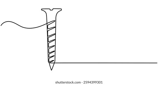 Screw, nail, bolt one line art. Continuous line drawing of repair, professional, hand, people, concept, support, maintenance, Bolt continuous one line drawing vector illustration, Screw, nail, bolt.