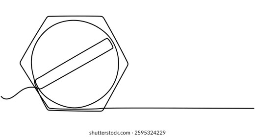  Screw, nail, bolt one line art. Continuous line drawing of repair, professional, hand, people, concept, support, maintenance, continuous screw drawing with one line. vector illustration.