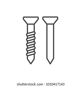 Screw and nail line icon.