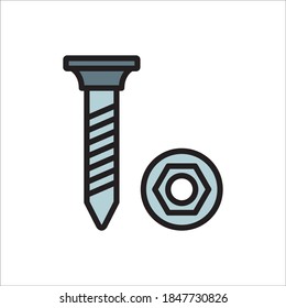 Screw Nut And Bolt Flat Icon Vector Logo Template Illustration