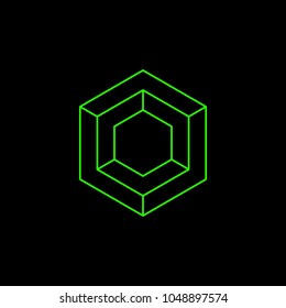 screw nut, cubic minimal vector icon design template green