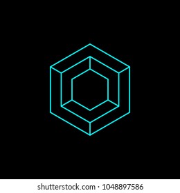 screw nut, cubic minimal vector icon design template blue