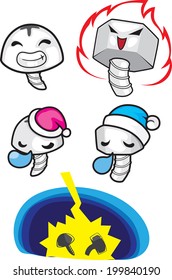 screw and nut emotion cartoon