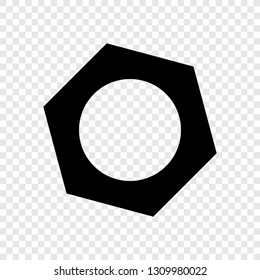 Screw nut icon vector on transparent grid