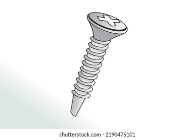 Screw Nut Set Drawing, Nuts, Bolts Screws Collection, Isometric View, Technical Illustration, Cotter Pin, Vector Machine Screws, Angle, 3D, Hex Head, Phillips, Flathead, Exploded Diagram, Engineering