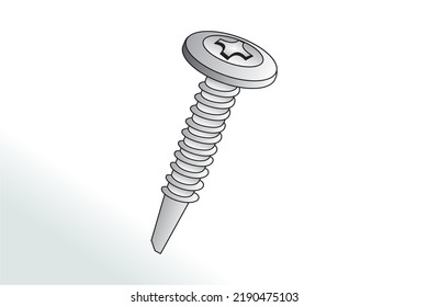 Screw Nut Set Drawing, Nuts, Bolts Screws Collection, Isometric View, Technical Illustration, Cotter Pin, Vector Machine Screws, Angle, 3D, Hex Head, Phillips, Flathead, Exploded Diagram, Engineering