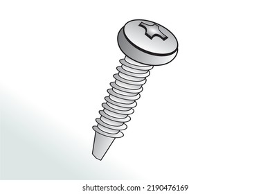 Screw Nut Set Drawing, Nuts, Bolts Screws Collection, Isometric View, Technical Illustration, Cotter Pin, Vector Machine Screws, Angle, 3D, Hex Head, Phillips, Flathead, Exploded Diagram