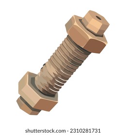 Screw with nut tool icon isolated