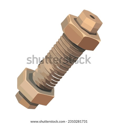 Screw with nut tool icon isolated