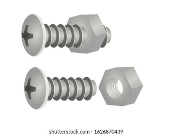 Screw and nut. vector illustration