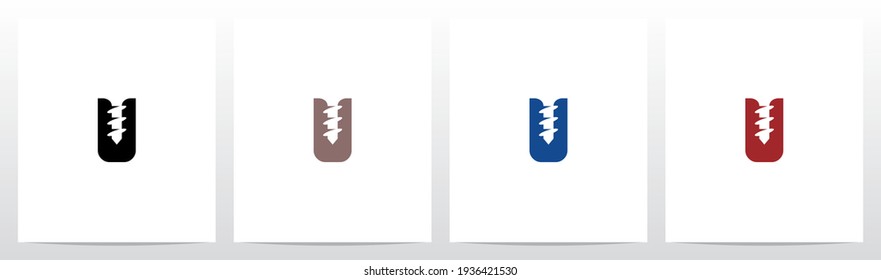 Screw On Letter Logo Design U