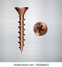 screw on a metal background. 