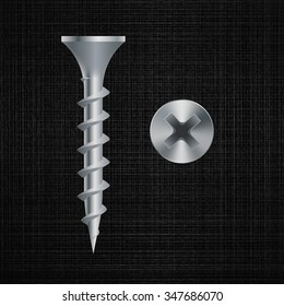 screw on a metal background. Vector illustration.