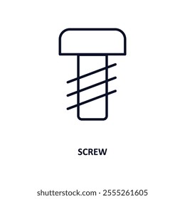 screw outline icon.  Thin line icon from construction tools collection. Editable vector isolated on white background