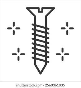 Screw Outline Icon Vector Illustration