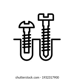 Screw outline icons. Vector illustration. Editable stroke. Isolated icon suitable for web, infographics, interface and apps.