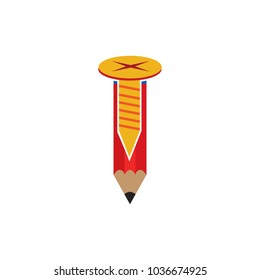 Screw Pencil Logo Icon Design