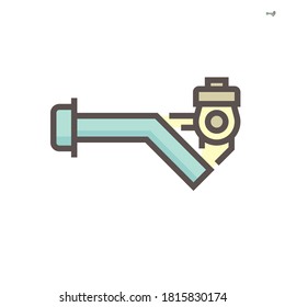 Screw pump icon. Also called water screw pump or irrigation water pump. Device is agricultural machinery. Powered by engine with diesel or petrol energy. Use screw propeller to move fluid, liquid.