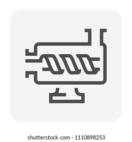 Screw pump vector icon in cross section. Also called archimedes screw, water screw. Consist of rotating parts, spiral impeller for blowing or submersible water, oil, gas with high pressure. 48x48 px.