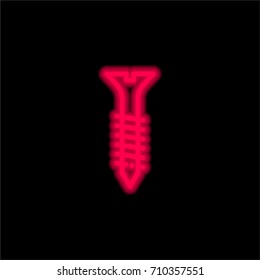 Screw red glowing neon ui ux icon. Glowing sign logo vector