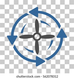 Screw Rotation vector pictogram. Illustration style is flat iconic bicolor cobalt and gray symbol on a transparent background.