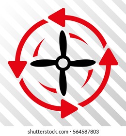 Screw Rotation vector pictogram. Illustration style is flat iconic bicolor intensive red and black symbol on a hatched transparent background.
