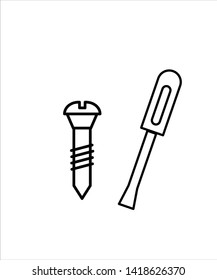 screw with screwdriver line icon,vector best line icon.