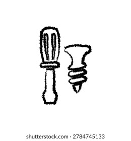 Screw Screwdriver Vector Icon on White Background