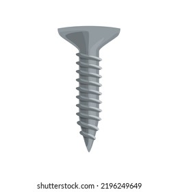 Screw, Self-tapping Fastener, Carpentry, Construction And Woodwork Hardware, Vector. Self Tapping Screw, Fastening Equipment, Carpentry Or Woodcraft Tool