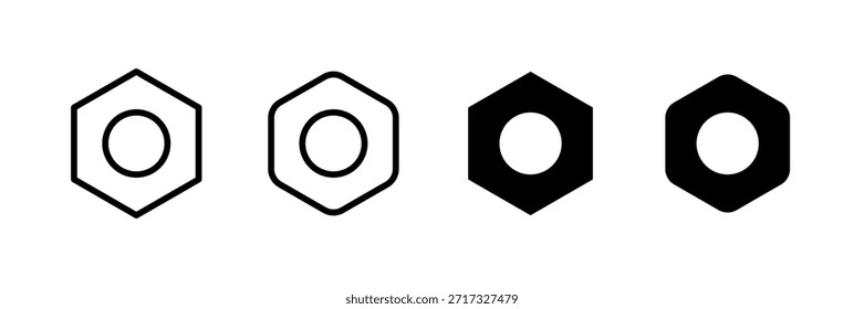 Conjunto de iconos de trazo editables de línea y pictograma simple de configuración de tornillo. Vector