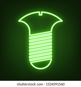 Screw sign. Green neon icon in the dark. Blurred lightening. Illustration.