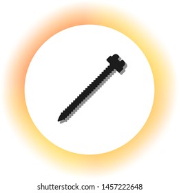 Screw sign illustration. Dark icon with shadow on the glowing circle button. Illustration.