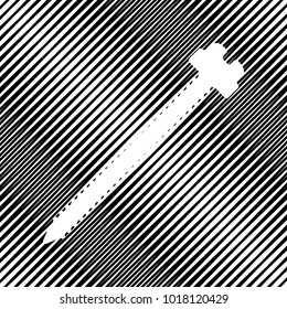 Screw sign illustration. Vector. Icon. Hole in moire background.