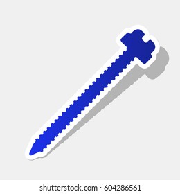Screw sign illustration. Vector. New year bluish icon with outside stroke and gray shadow on light gray background.