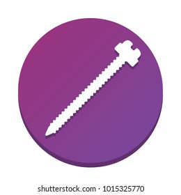 Screw sign illustration. Vector. White icon with flat shadow on purpureus circle at white background. Isolated.