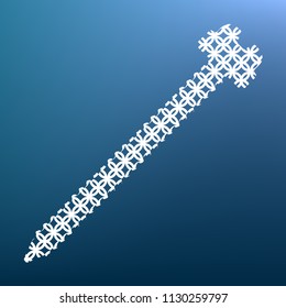 Screw sign illustration. Vector. White textured icon at lapis lazuli gradient background.