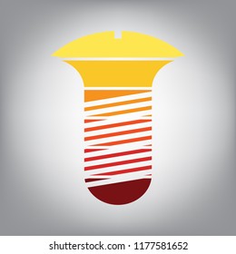 Screw sign. Vector. Horizontally sliced icon with colors from sunny gradient in gray background.