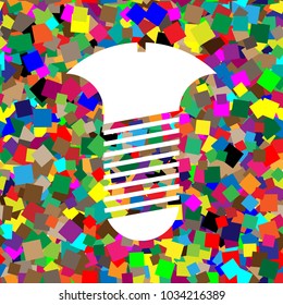 Screw sign. Vector. White icon on colorful background with seamless pattern from squares.