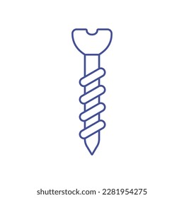 Screw simple linear icon. Tool for construction, repair. Equipment for engineers, mechanics. Outline. Logo, symbol, sign for mobile concept and web design. Vector illustration, white background